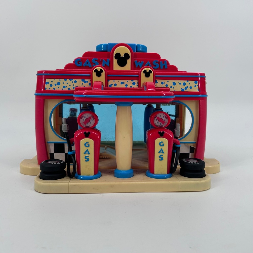 Disney Mickey Mouse Clubhouse Gas N Wash Car Wash Garage Playset Red Blue